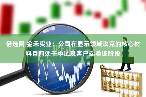 倍选网 金禾实业：公司在显示领域攻克的核心材料目前处于中试及客户端验证阶段